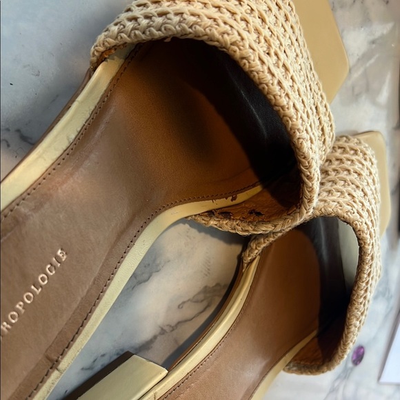 Anthropologie Cream Tan Mules with Woven Texture - Picture 5 of 5